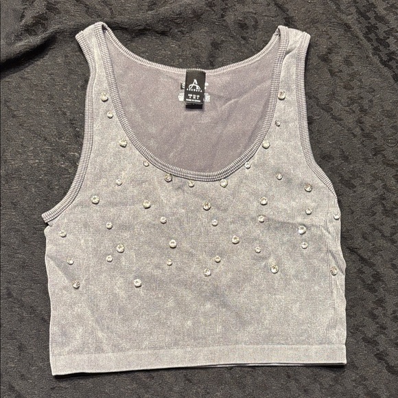 Elegant Gray Embellished Tank Top - Picture 1 of 5